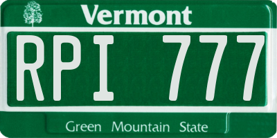 VT license plate RPI777