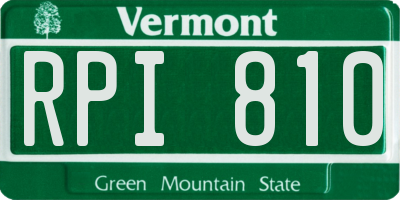 VT license plate RPI810