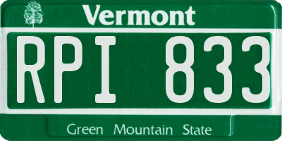 VT license plate RPI833