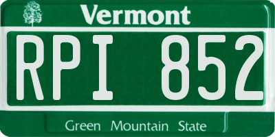 VT license plate RPI852