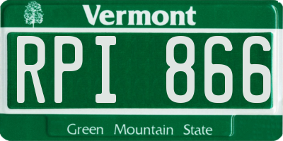 VT license plate RPI866