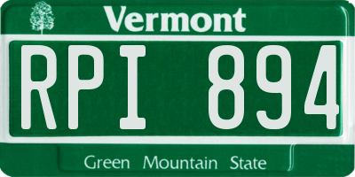 VT license plate RPI894