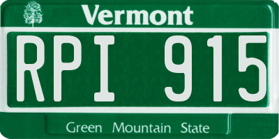 VT license plate RPI915