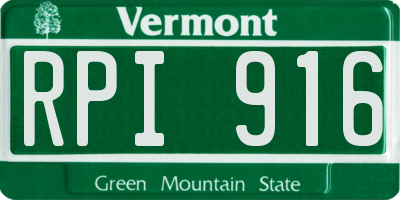 VT license plate RPI916