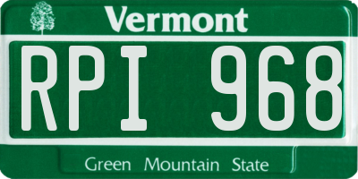 VT license plate RPI968