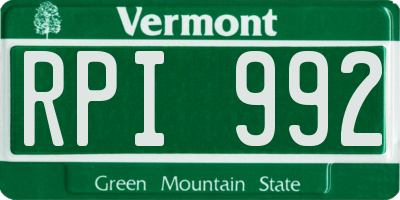 VT license plate RPI992