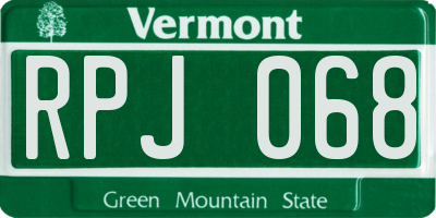 VT license plate RPJ068