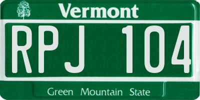 VT license plate RPJ104
