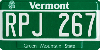 VT license plate RPJ267