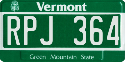 VT license plate RPJ364