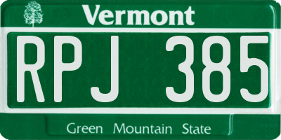 VT license plate RPJ385