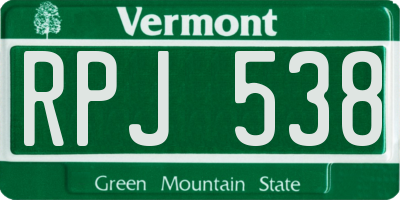 VT license plate RPJ538