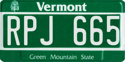 VT license plate RPJ665