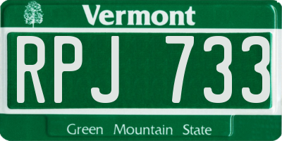 VT license plate RPJ733