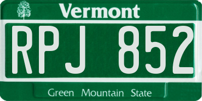 VT license plate RPJ852