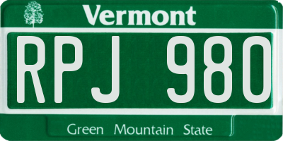 VT license plate RPJ980