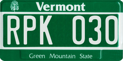 VT license plate RPK030