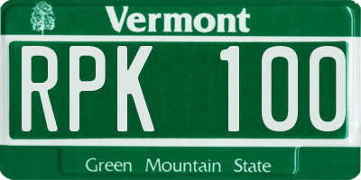 VT license plate RPK100