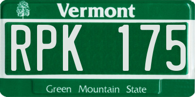VT license plate RPK175