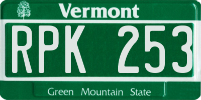 VT license plate RPK253