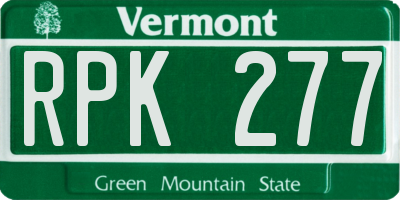 VT license plate RPK277