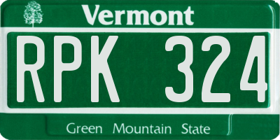 VT license plate RPK324