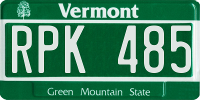 VT license plate RPK485