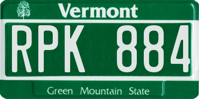 VT license plate RPK884