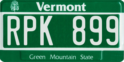 VT license plate RPK899