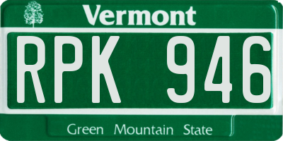 VT license plate RPK946