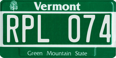VT license plate RPL074