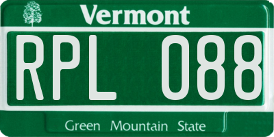 VT license plate RPL088