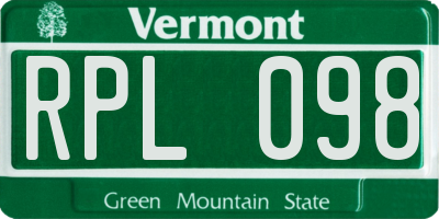 VT license plate RPL098