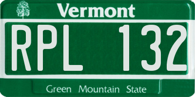 VT license plate RPL132
