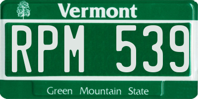 VT license plate RPM539