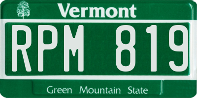 VT license plate RPM819