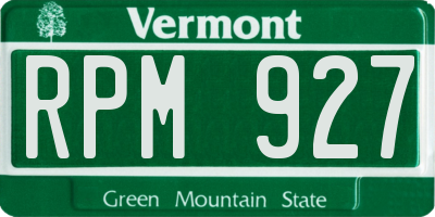 VT license plate RPM927