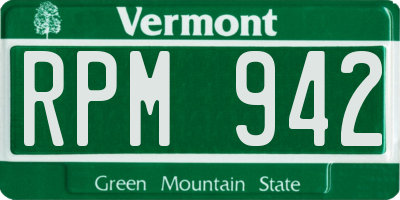 VT license plate RPM942