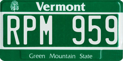 VT license plate RPM959