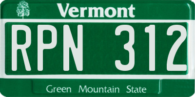 VT license plate RPN312