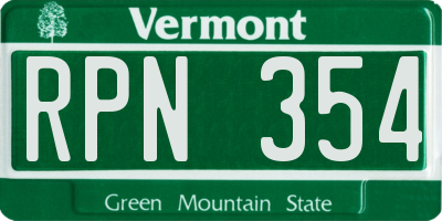 VT license plate RPN354