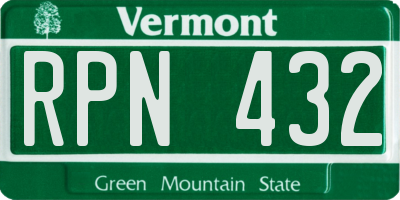 VT license plate RPN432