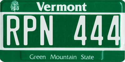 VT license plate RPN444