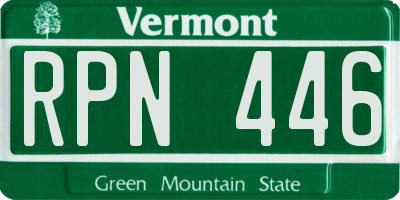 VT license plate RPN446