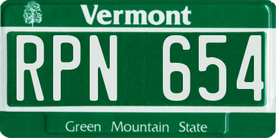 VT license plate RPN654