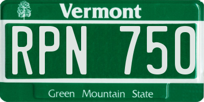 VT license plate RPN750