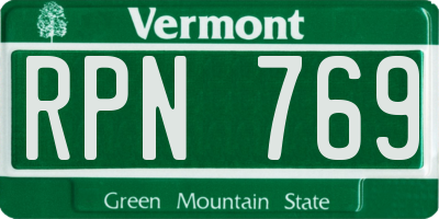 VT license plate RPN769