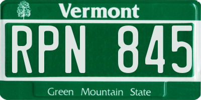 VT license plate RPN845