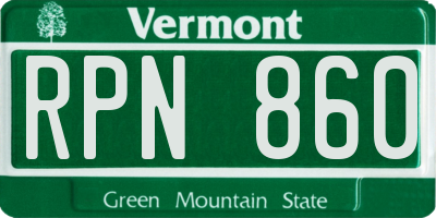VT license plate RPN860