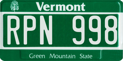 VT license plate RPN998